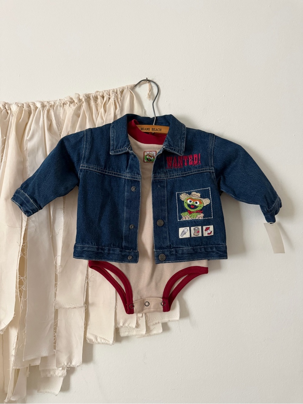 Ultra Rare Vintage Sesame Street Denim Jacket and Romper (2 Piece Set)